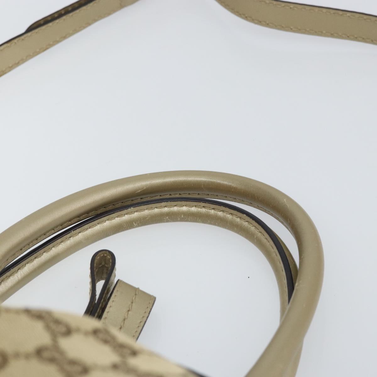 GUCCI GG Canvas Hand Bag 2way Beige Gold 247902 Auth ep12749