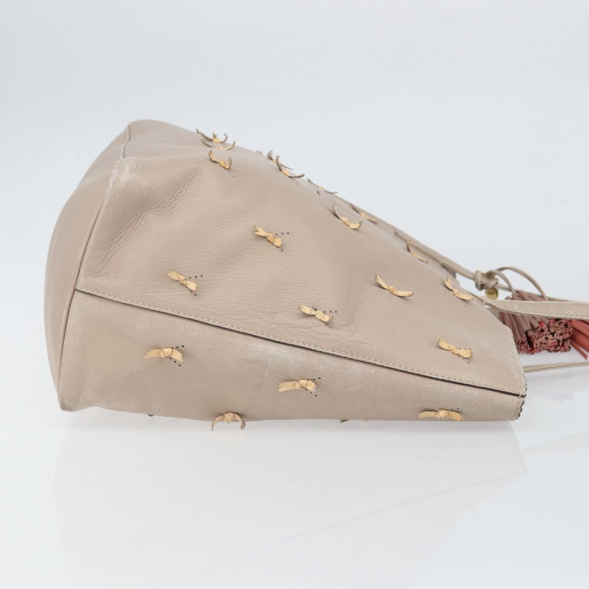 LOEWE Tote Bag Leather Gray Gold Auth ep12755