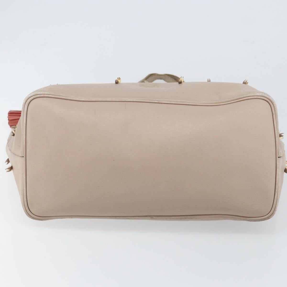 LOEWE Tote Bag Leather Gray Gold Auth ep12755