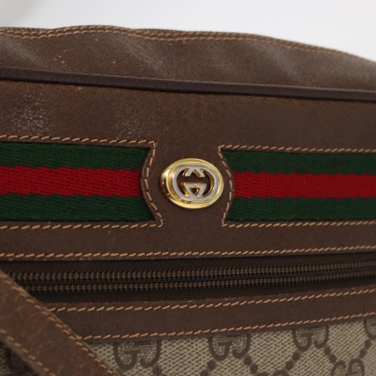 GUCCI GG Supreme Web Sherry Line Bag PVC Beige Gold 56 02 088 Auth ep12756