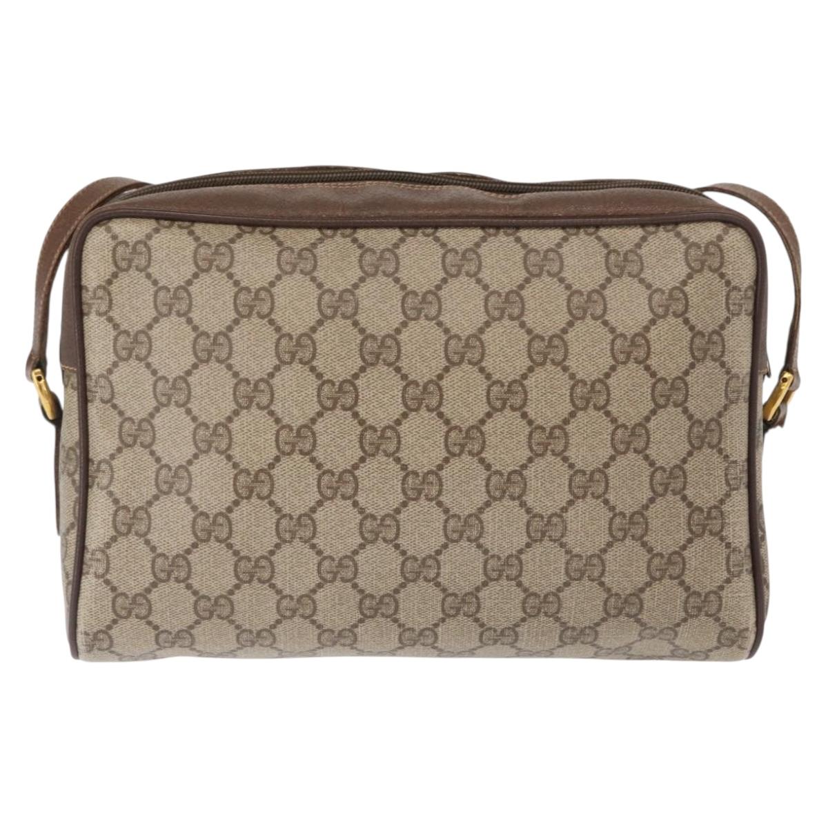 GUCCI GG Supreme Web Sherry Line Bag PVC Beige Gold 56 02 088 Auth ep12756