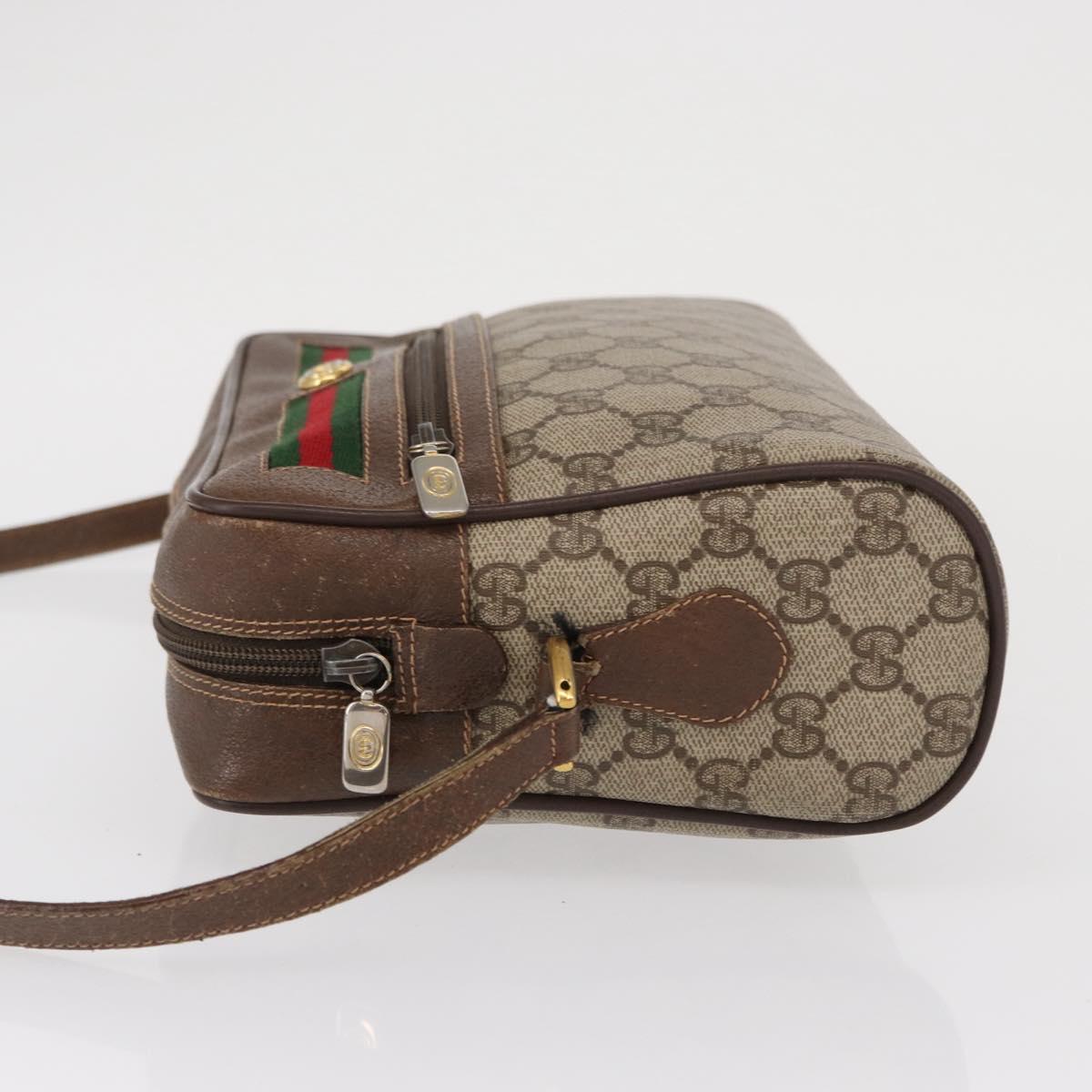 GUCCI GG Supreme Web Sherry Line Bag PVC Beige Gold 56 02 088 Auth ep12756