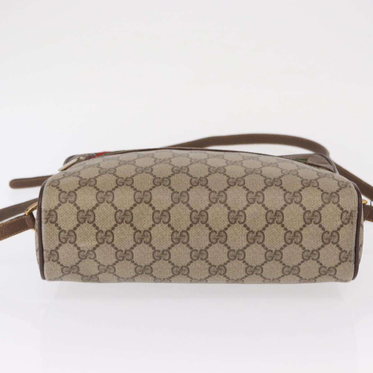 GUCCI GG Supreme Web Sherry Line Bag PVC Beige Gold 56 02 088 Auth ep12756