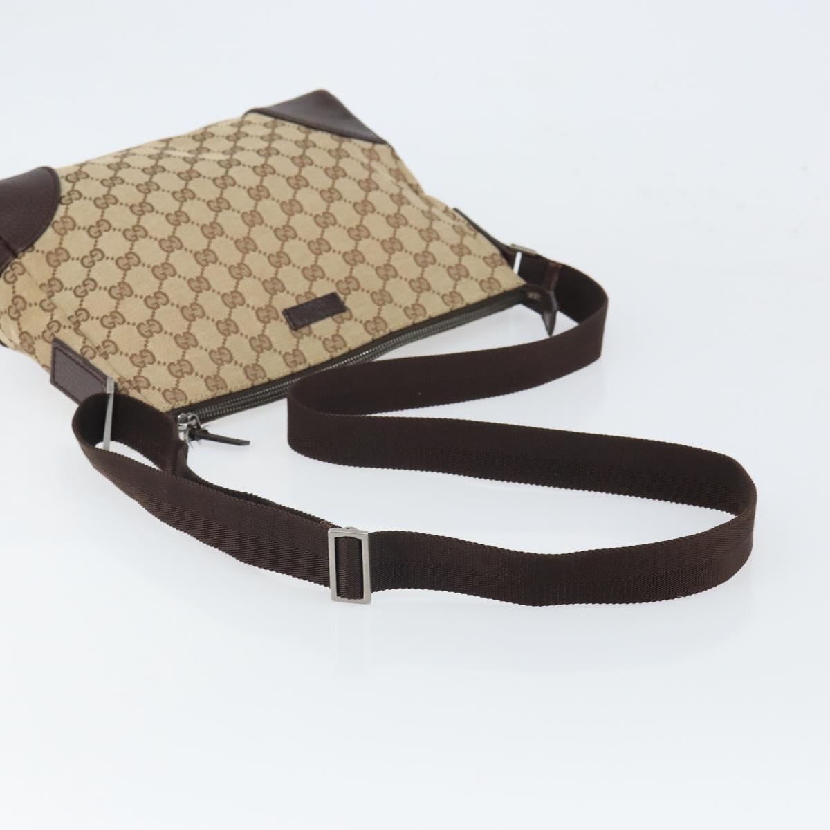 GUCCI GG Canvas Shoulder Bag Beige Silver 114273 Auth ep12760