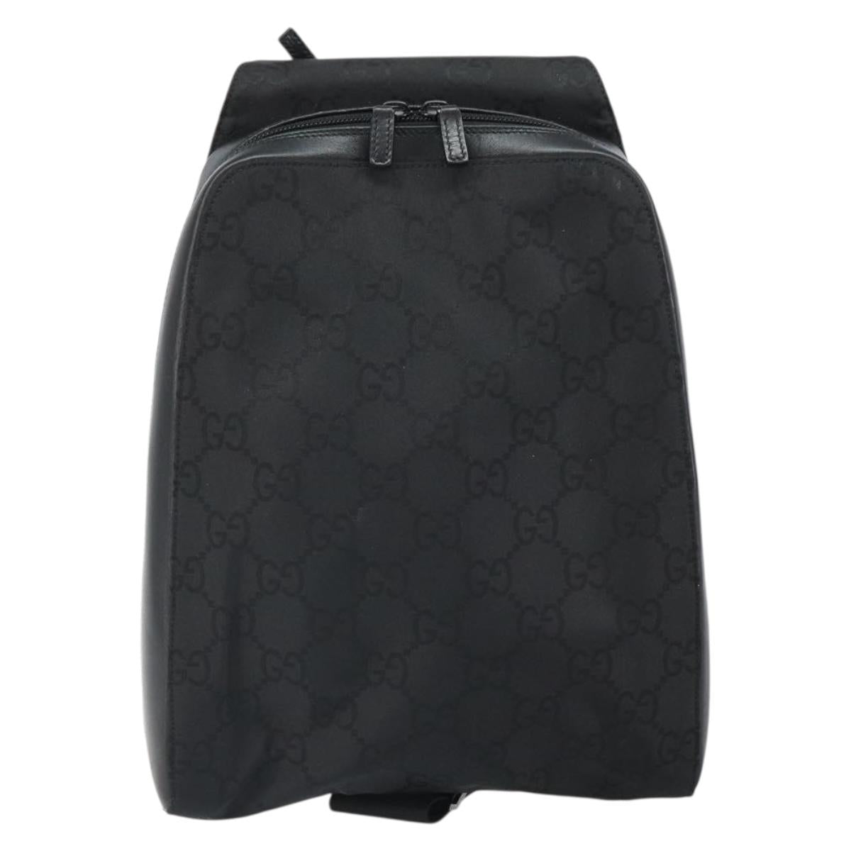 GUCCI GG Canvas Body Bag Nylon Black Silver 003 0232 1705 Auth ep12762