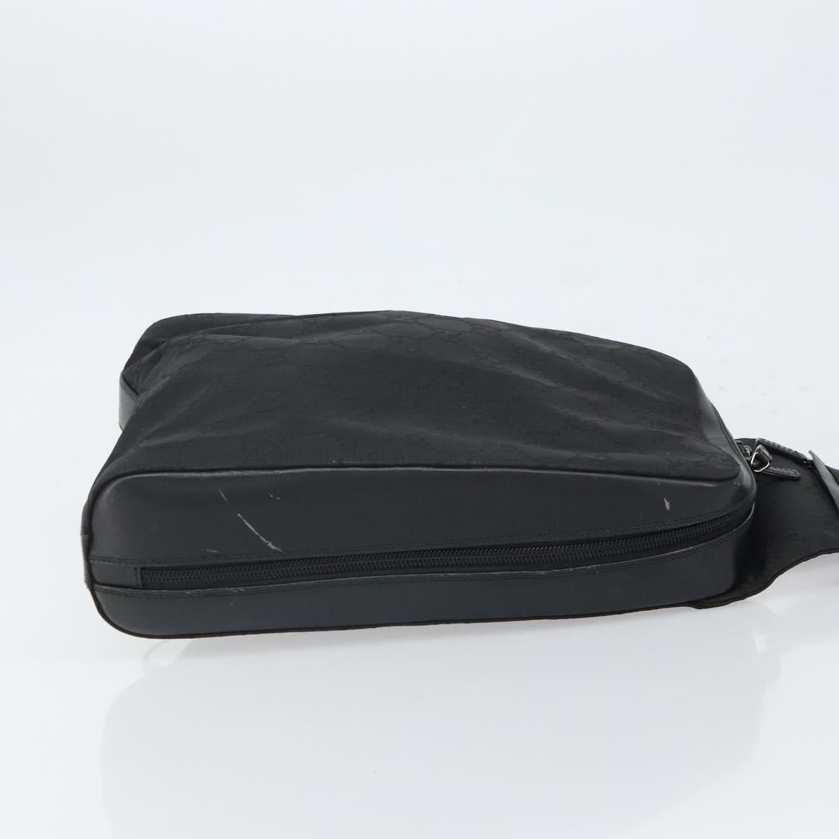 GUCCI GG Canvas Body Bag Nylon Black Silver 003 0232 1705 Auth ep12762