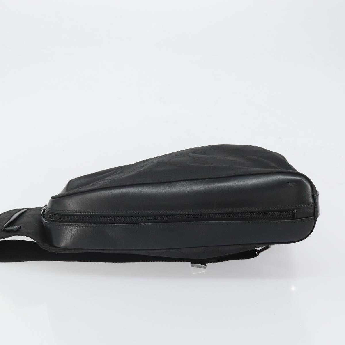 GUCCI GG Canvas Body Bag Nylon Black Silver 003 0232 1705 Auth ep12762
