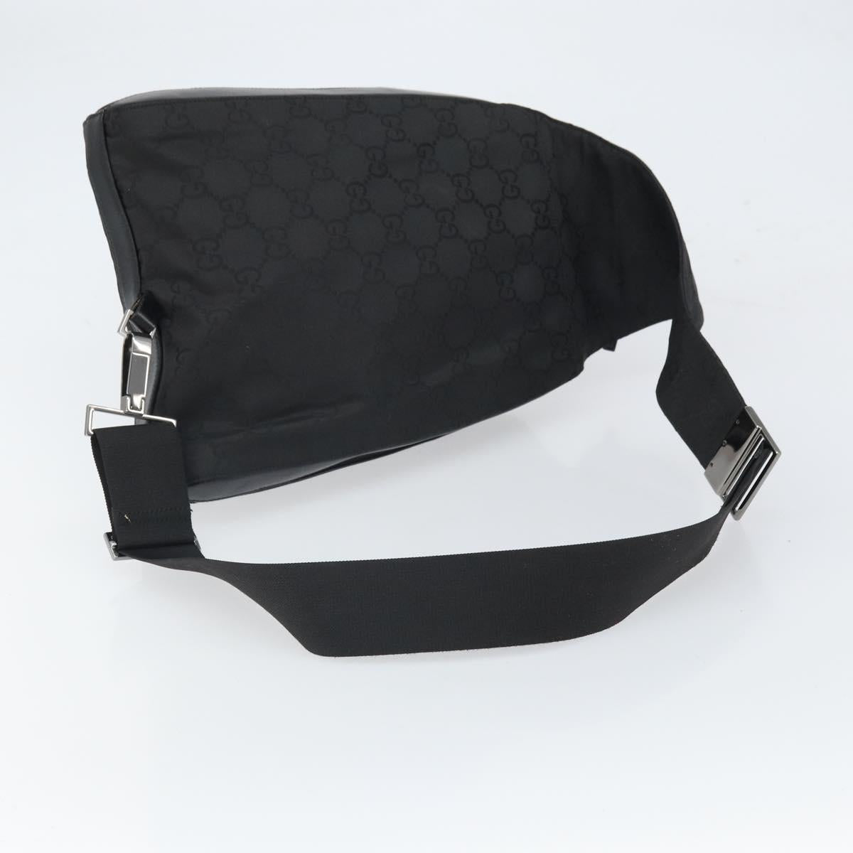 GUCCI GG Canvas Body Bag Nylon Black Silver 003 0232 1705 Auth ep12762