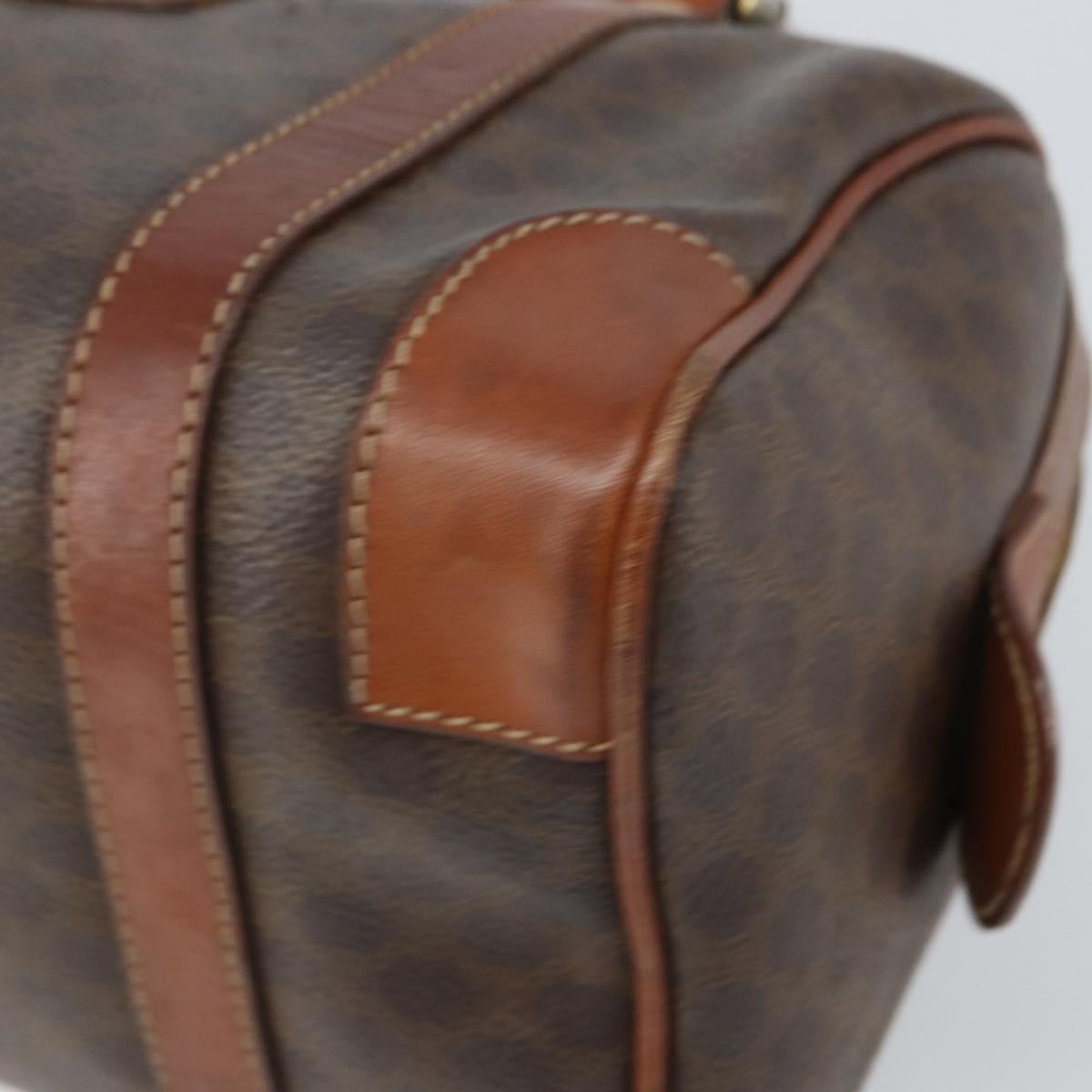 CELINE Macadam Canvas Hand Bag PVC Leather Brown Gold Auth ep12767