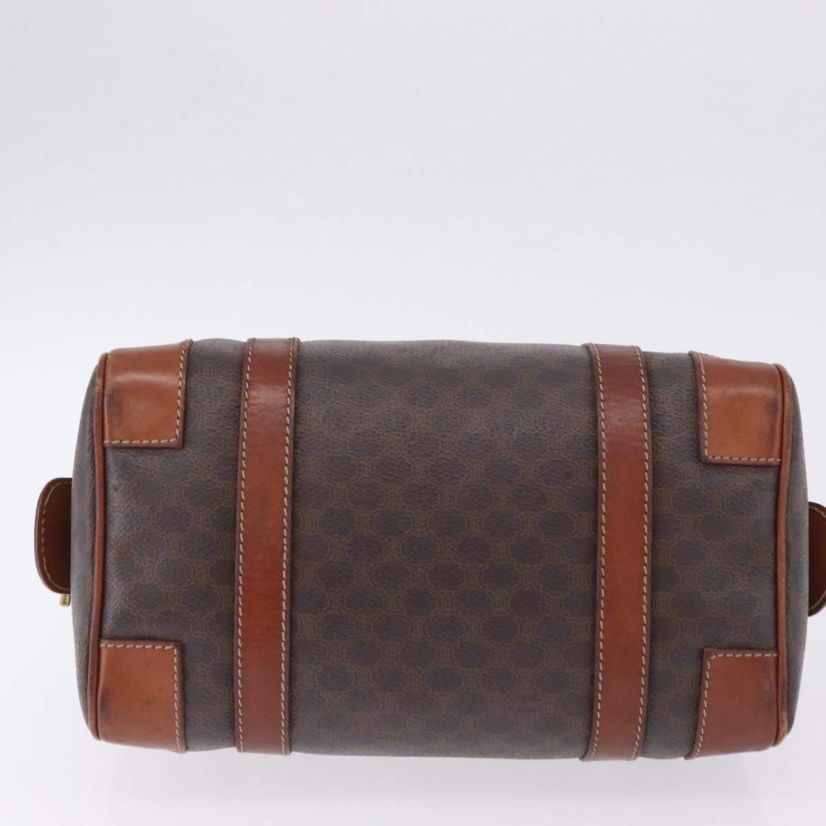 CELINE Macadam Canvas Hand Bag PVC Leather Brown Gold Auth ep12767