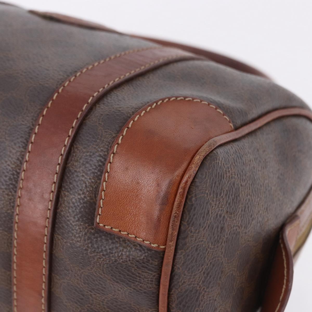 CELINE Macadam Canvas Hand Bag PVC Leather Brown Gold Auth ep12767