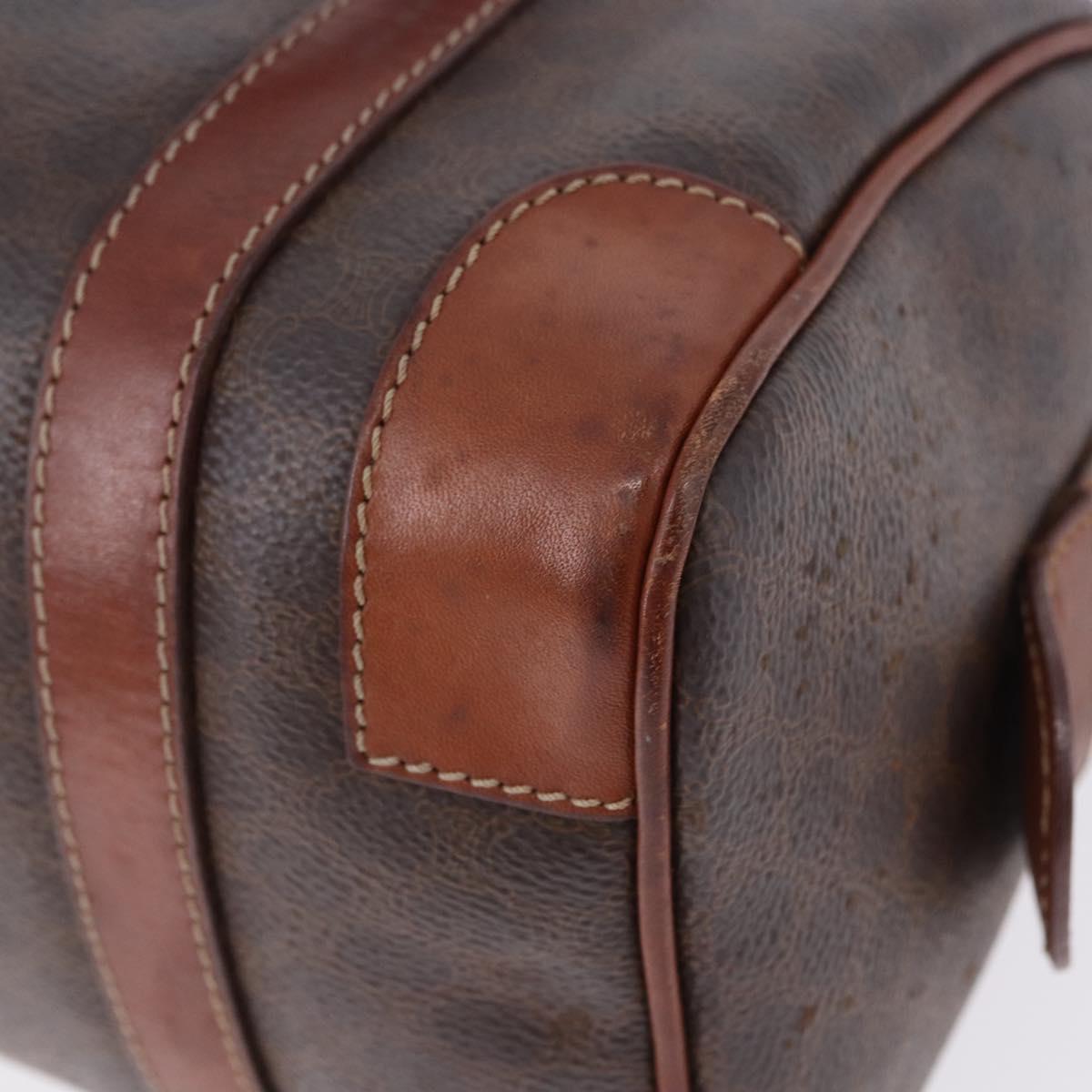 CELINE Macadam Canvas Hand Bag PVC Leather Brown Gold Auth ep12767