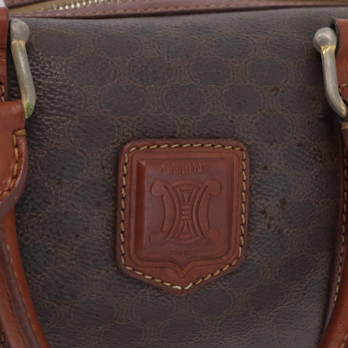 CELINE Macadam Canvas Hand Bag PVC Leather Brown Gold Auth ep12767