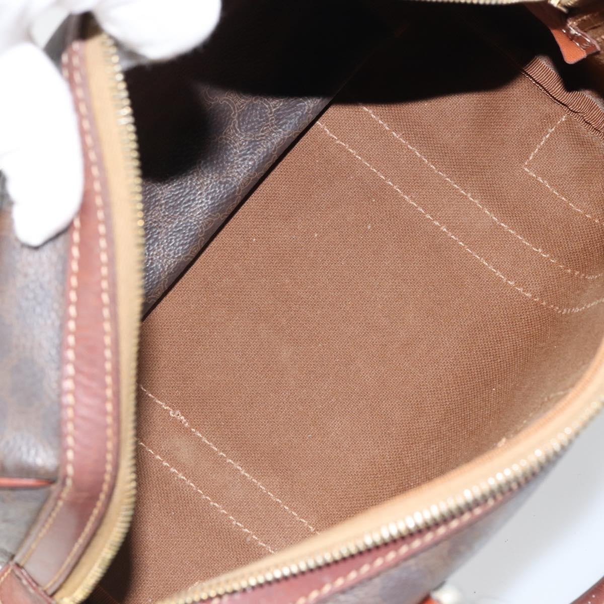 CELINE Macadam Canvas Hand Bag PVC Leather Brown Gold Auth ep12767