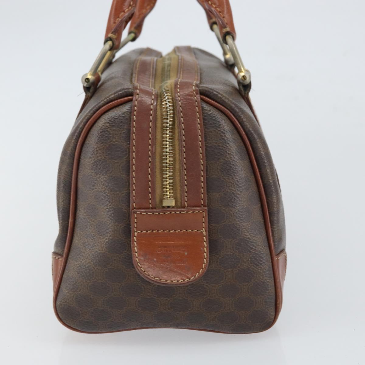 CELINE Macadam Canvas Hand Bag PVC Leather Brown Gold Auth ep12767