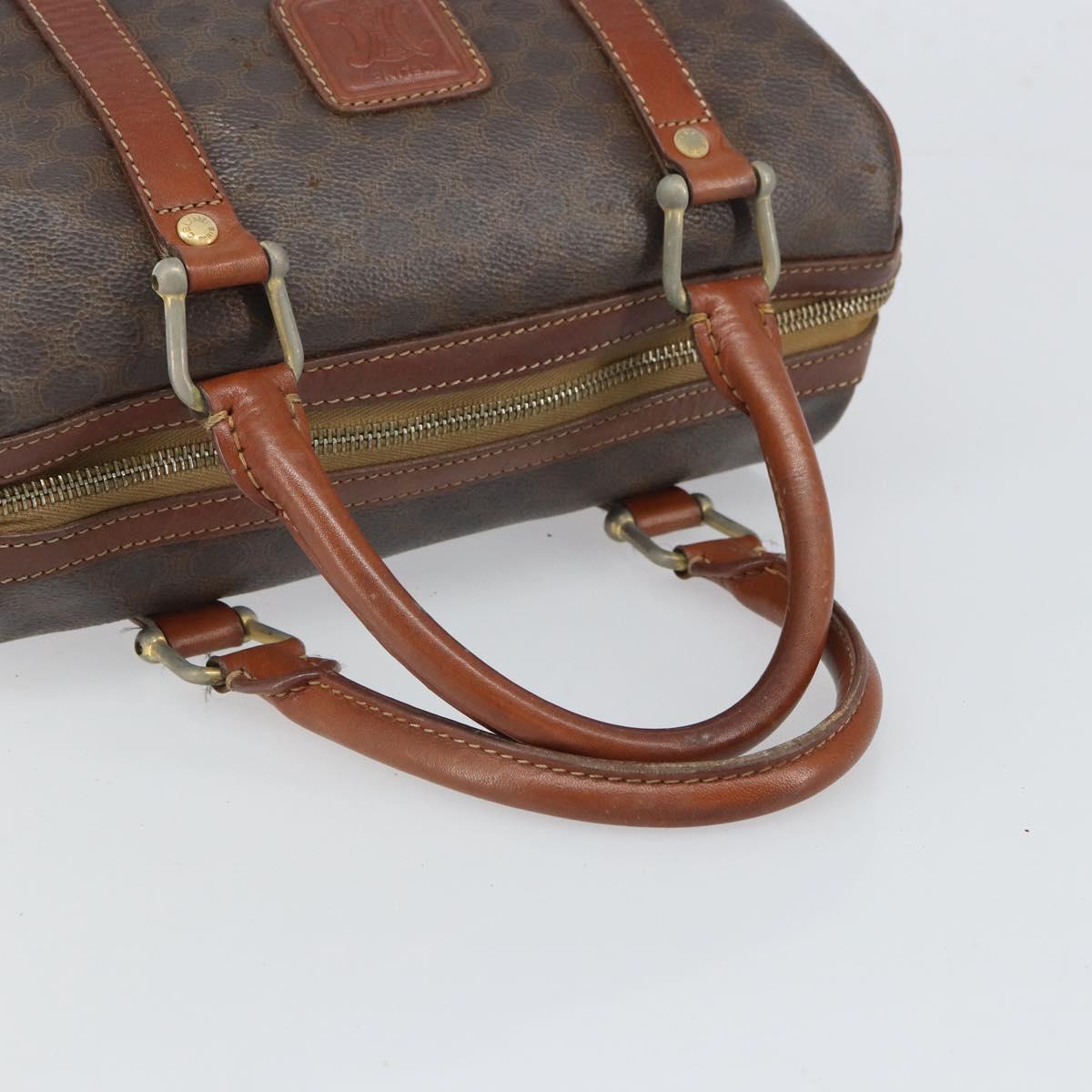 CELINE Macadam Canvas Hand Bag PVC Leather Brown Gold Auth ep12767