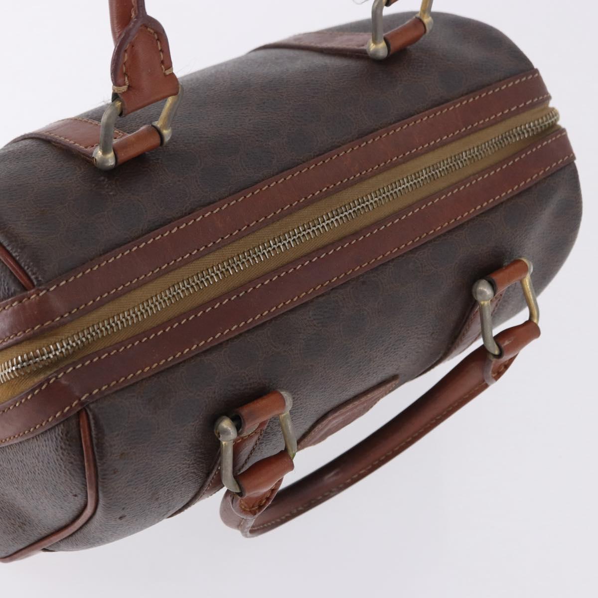 CELINE Macadam Canvas Hand Bag PVC Leather Brown Gold Auth ep12767