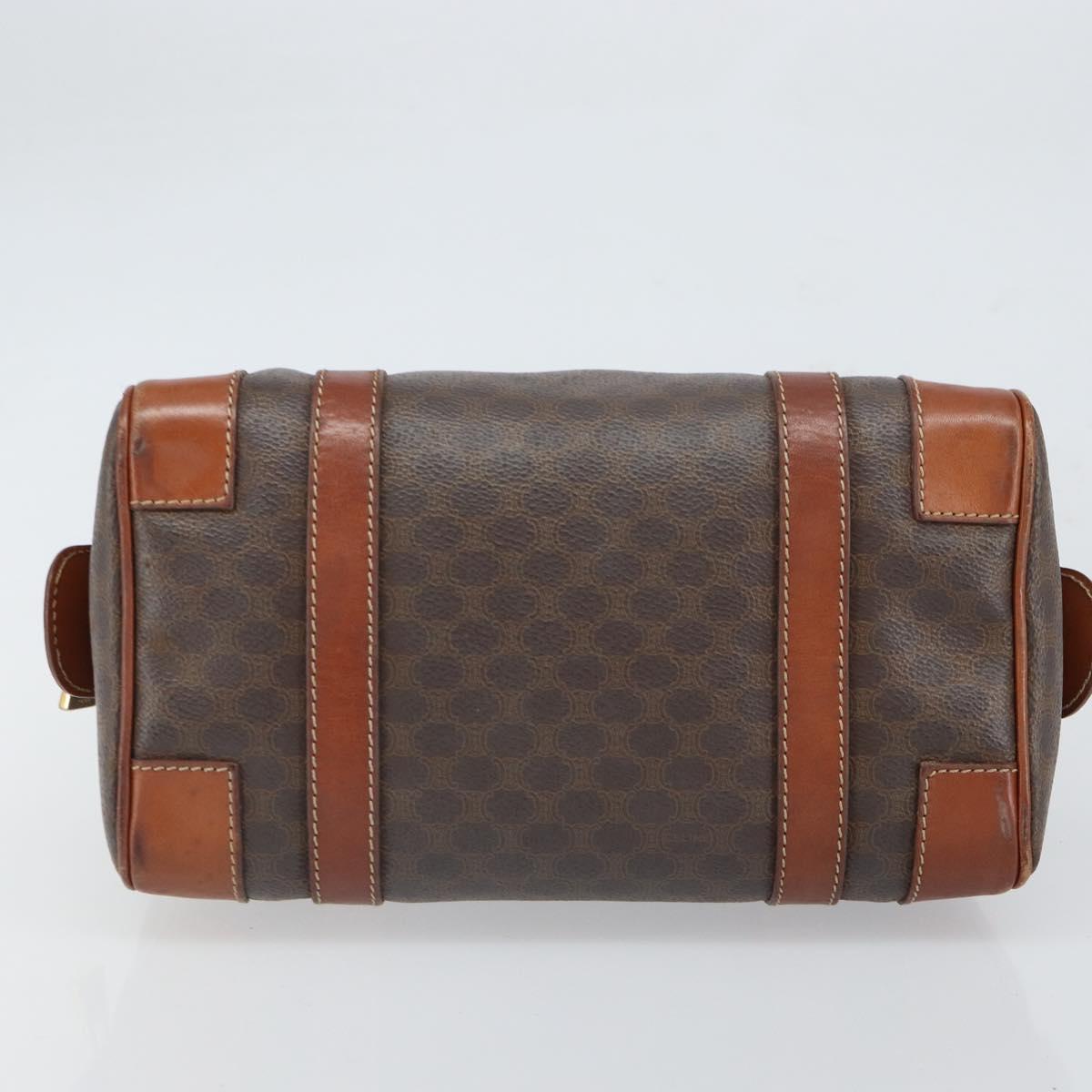 CELINE Macadam Canvas Hand Bag PVC Leather Brown Gold Auth ep12767