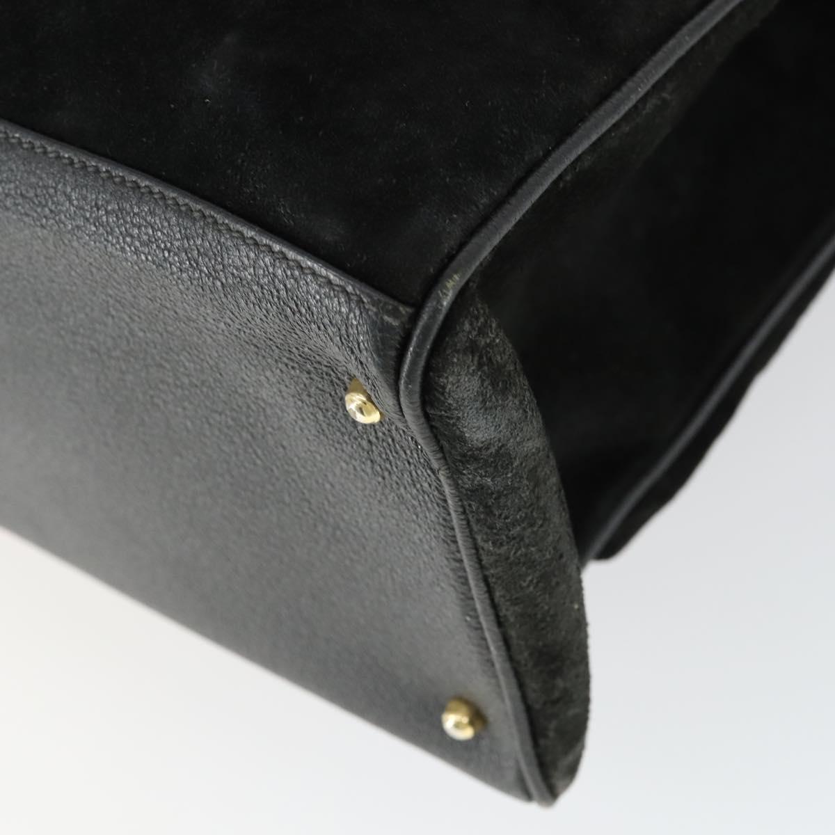 GUCCI Bamboo Hand Bag Suede 2way Black Gold 002 123 0322 Auth ep12772