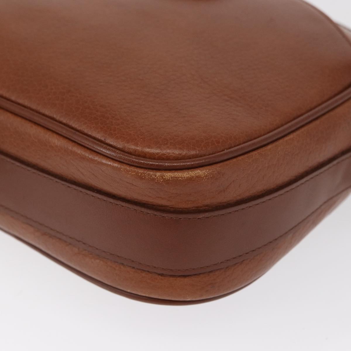 Burberrys Shoulder Bag Leather Brown Gold Auth ep12778