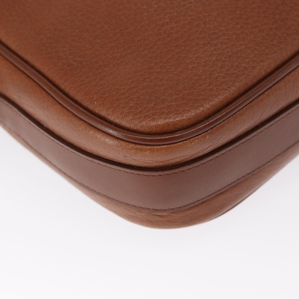 Burberrys Shoulder Bag Leather Brown Gold Auth ep12778