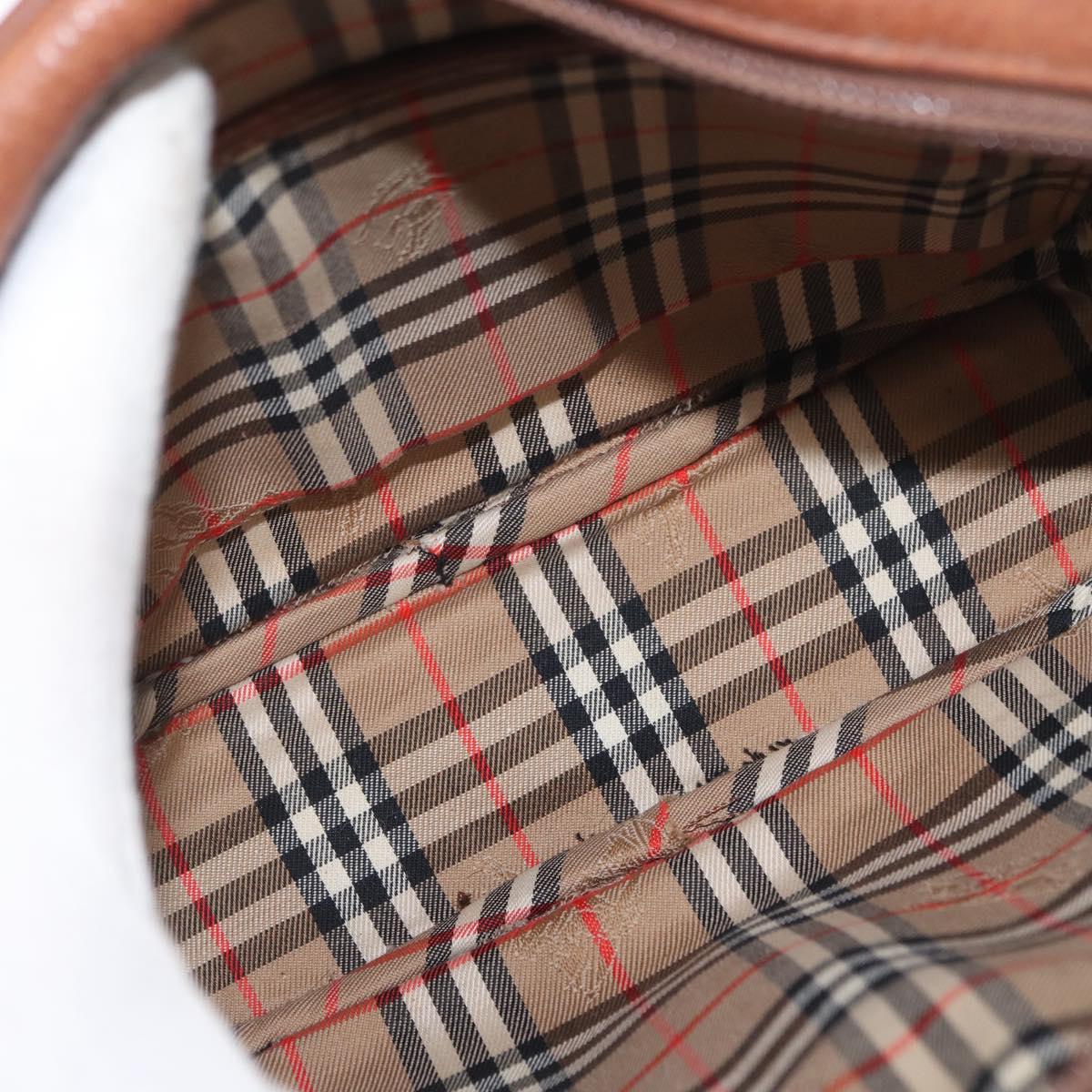 Burberrys Shoulder Bag Leather Brown Gold Auth ep12778