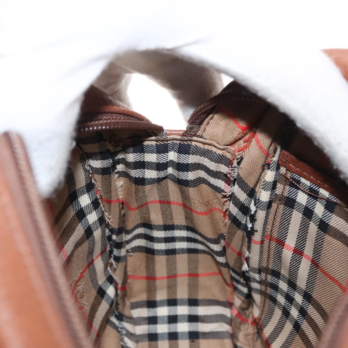 Burberrys Shoulder Bag Leather Brown Gold Auth ep12778