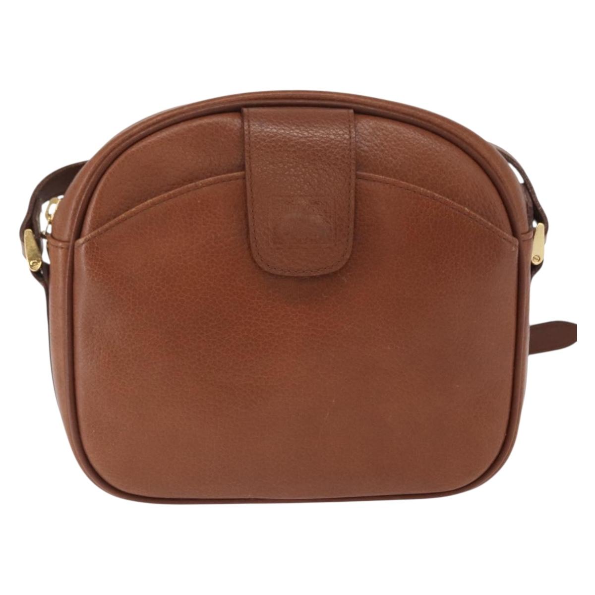 Burberrys Shoulder Bag Leather Brown Gold Auth ep12778