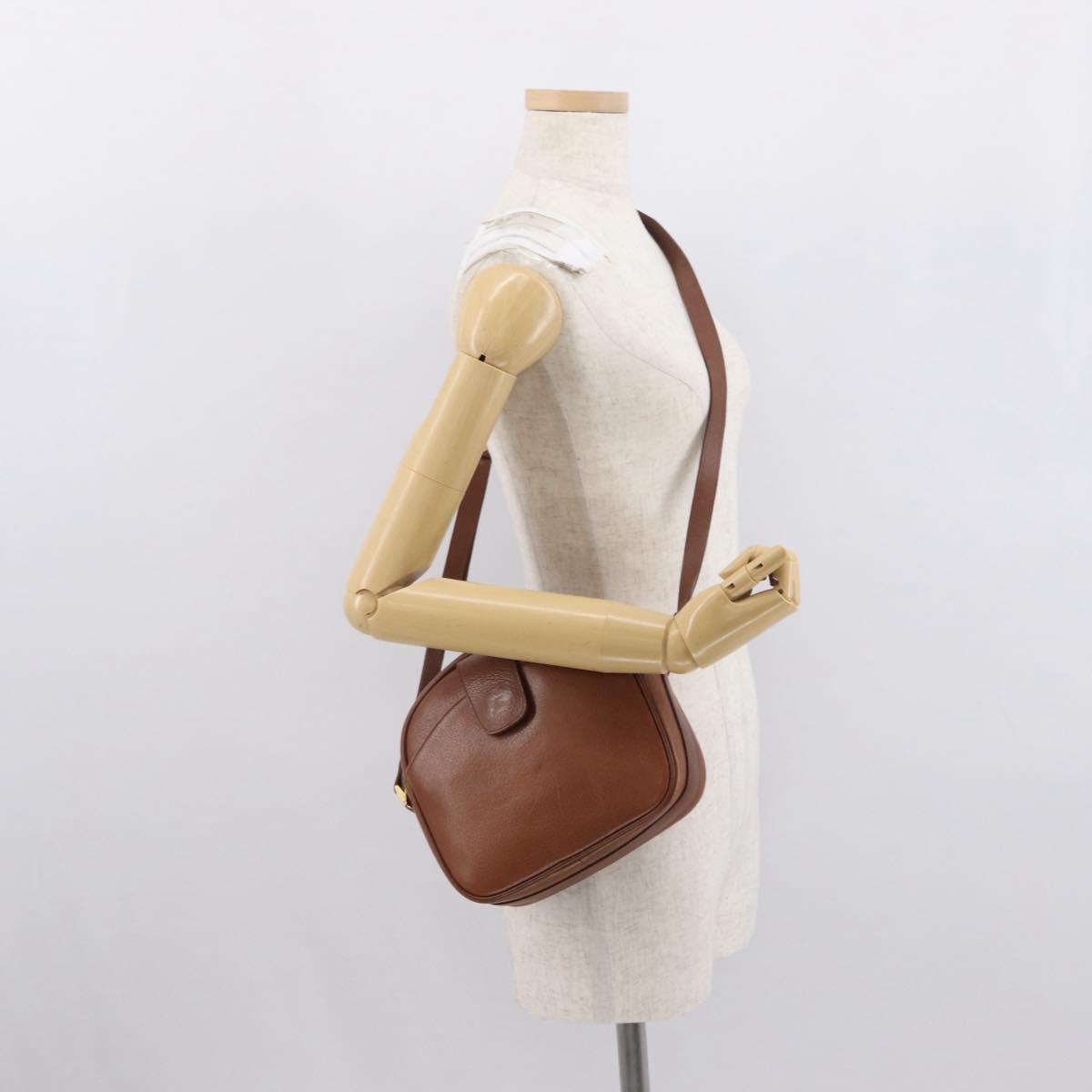 Burberrys Shoulder Bag Leather Brown Gold Auth ep12778
