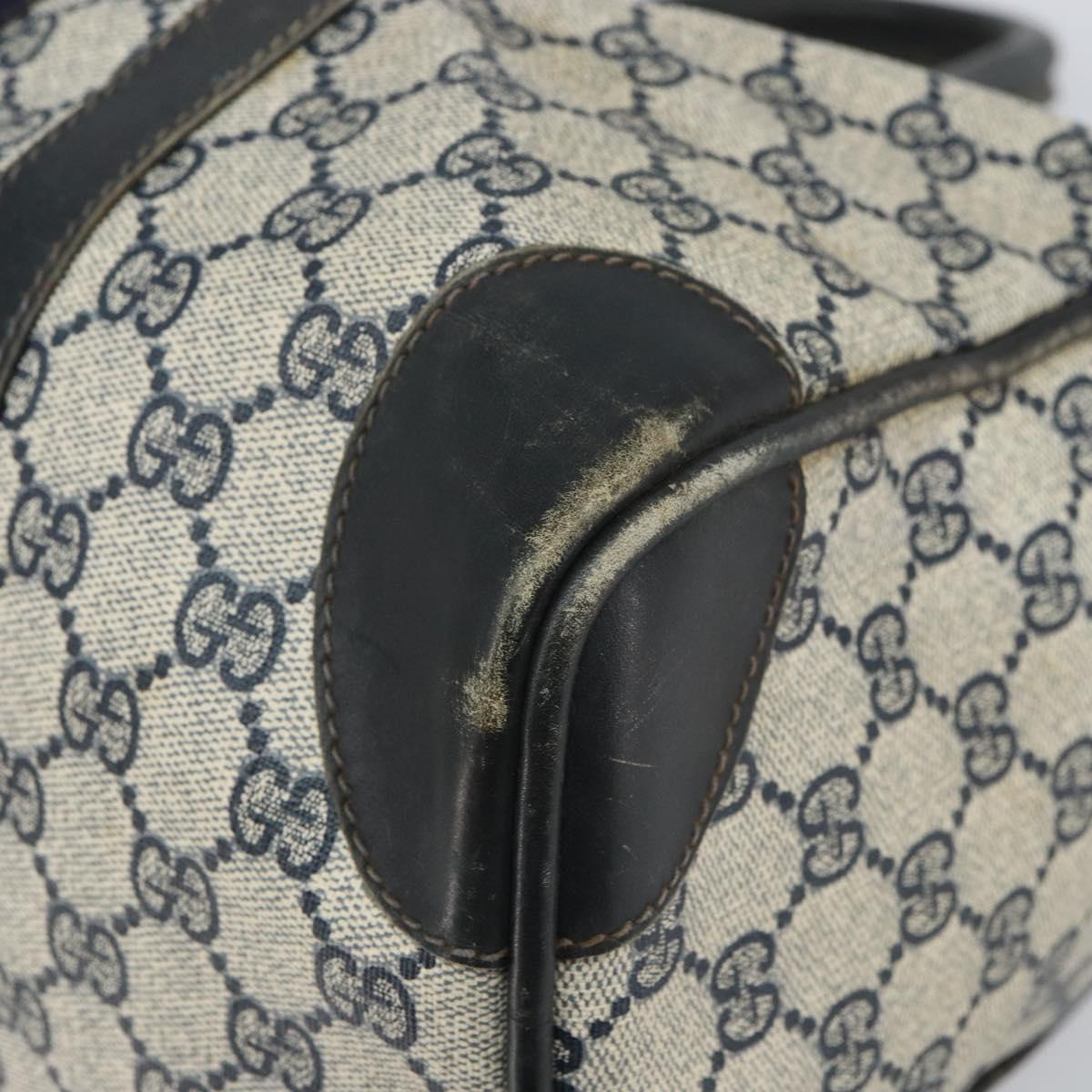 GUCCI GG Supreme Sherry Line Hand Bag PVC Navy Gold Auth ep12779