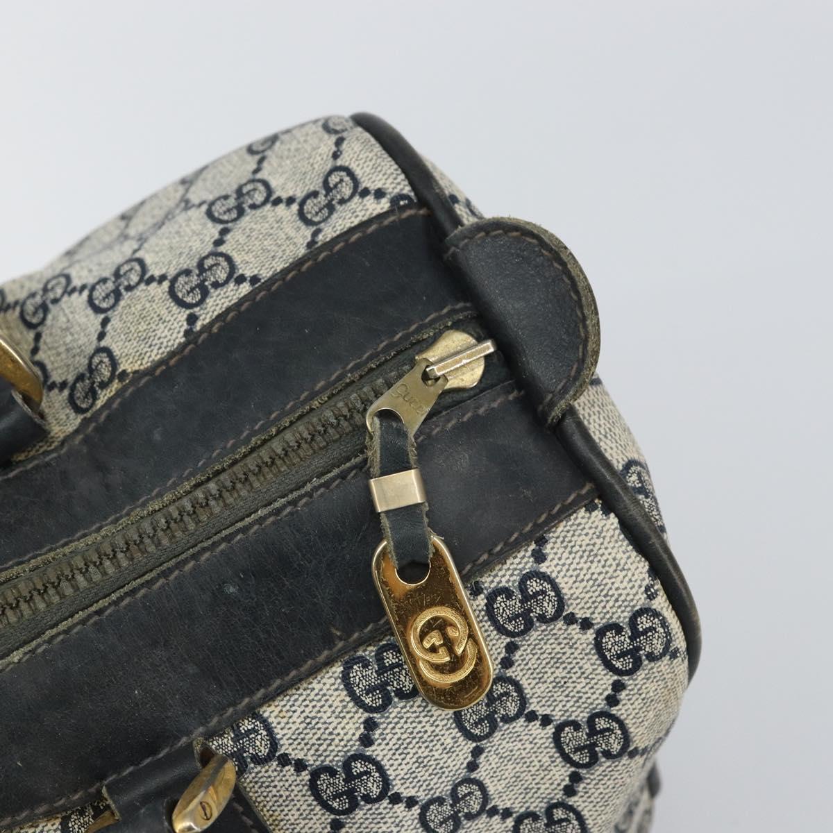 GUCCI GG Supreme Sherry Line Hand Bag PVC Navy Gold Auth ep12779