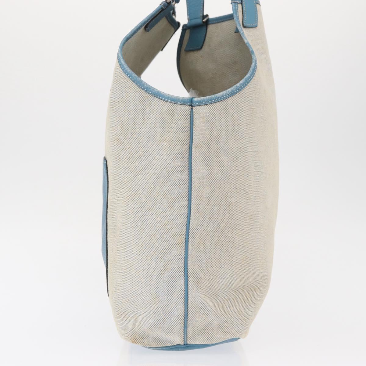 HERMES Tote Bag Canvas Gray Silver Auth ep12780