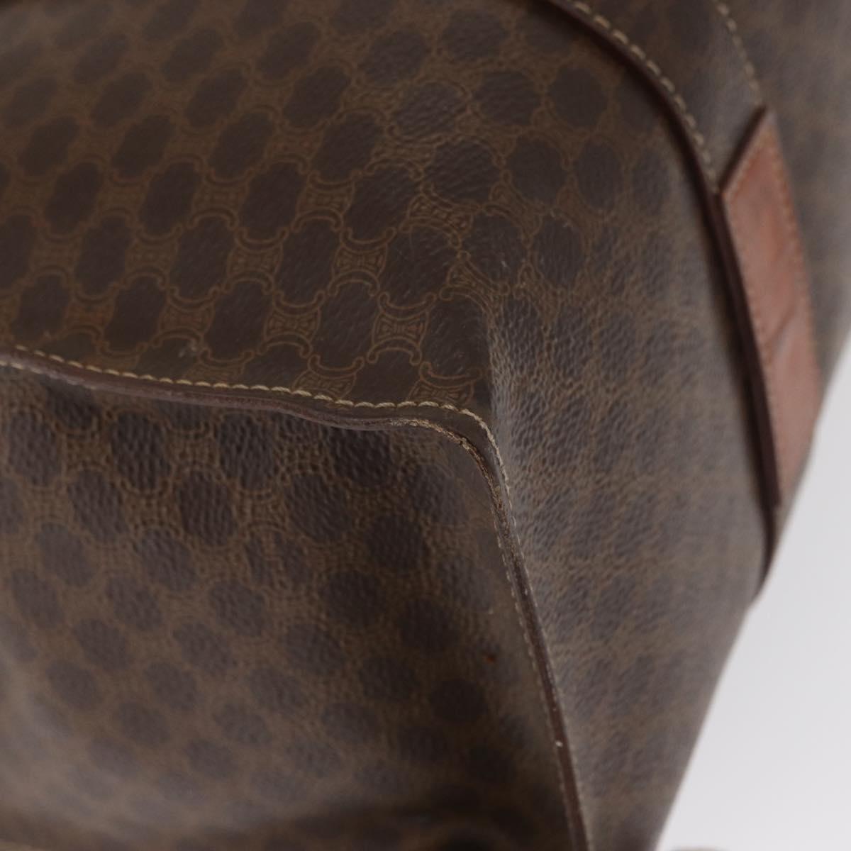 CELINE Macadam Canvas Tote Bag PVC Leather Brown Gold Auth ep12781