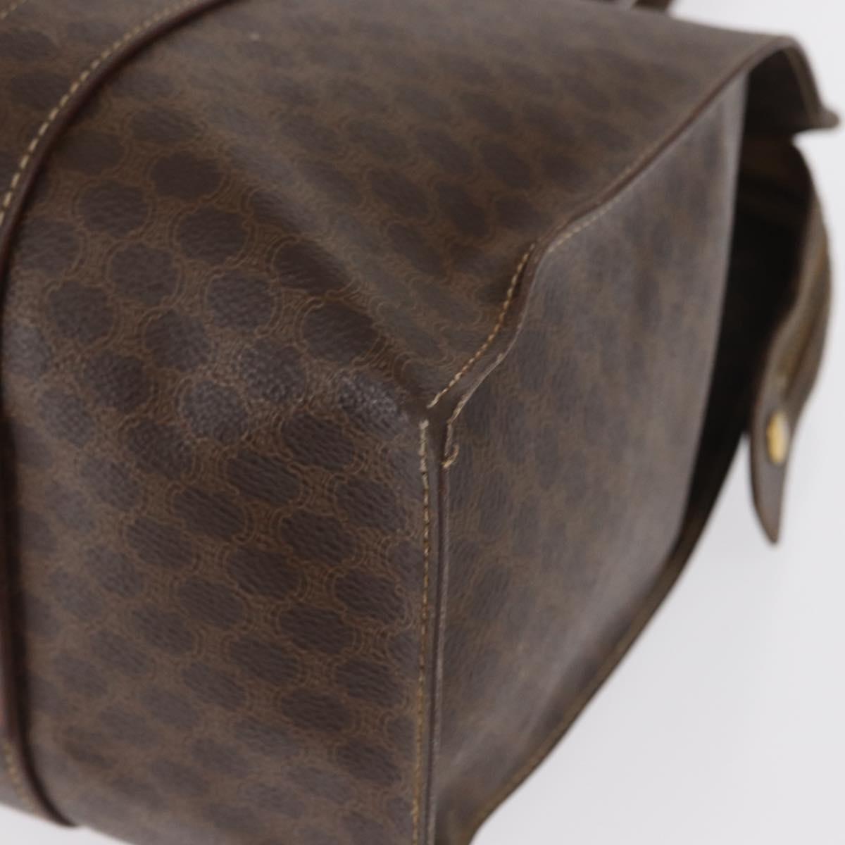 CELINE Macadam Canvas Tote Bag PVC Leather Brown Gold Auth ep12781