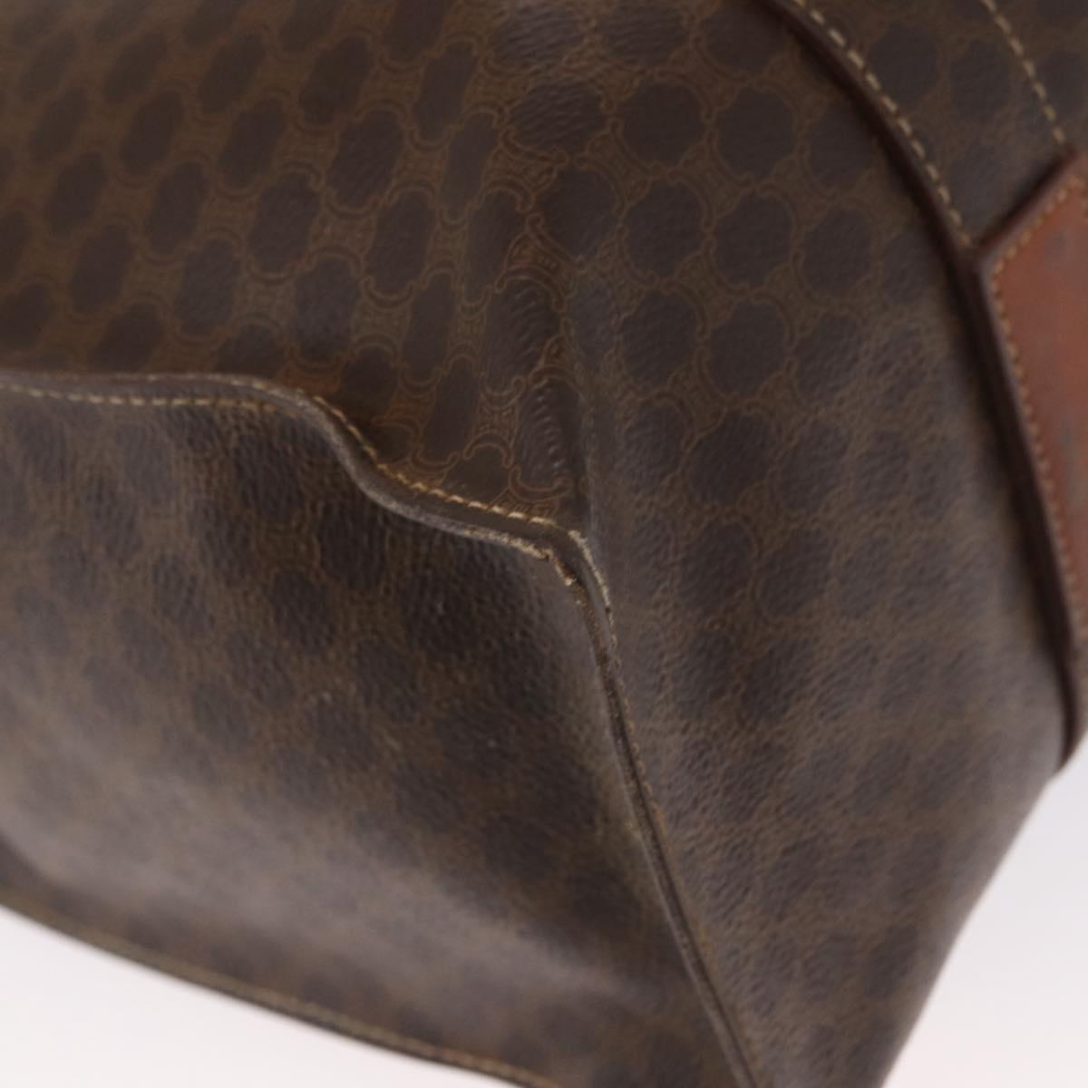 CELINE Macadam Canvas Tote Bag PVC Leather Brown Gold Auth ep12781