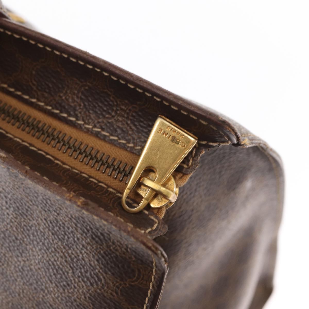 CELINE Macadam Canvas Tote Bag PVC Leather Brown Gold Auth ep12781