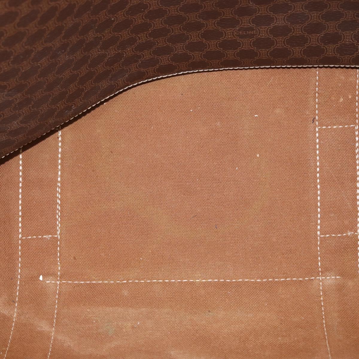 CELINE Macadam Canvas Tote Bag PVC Leather Brown Gold Auth ep12781