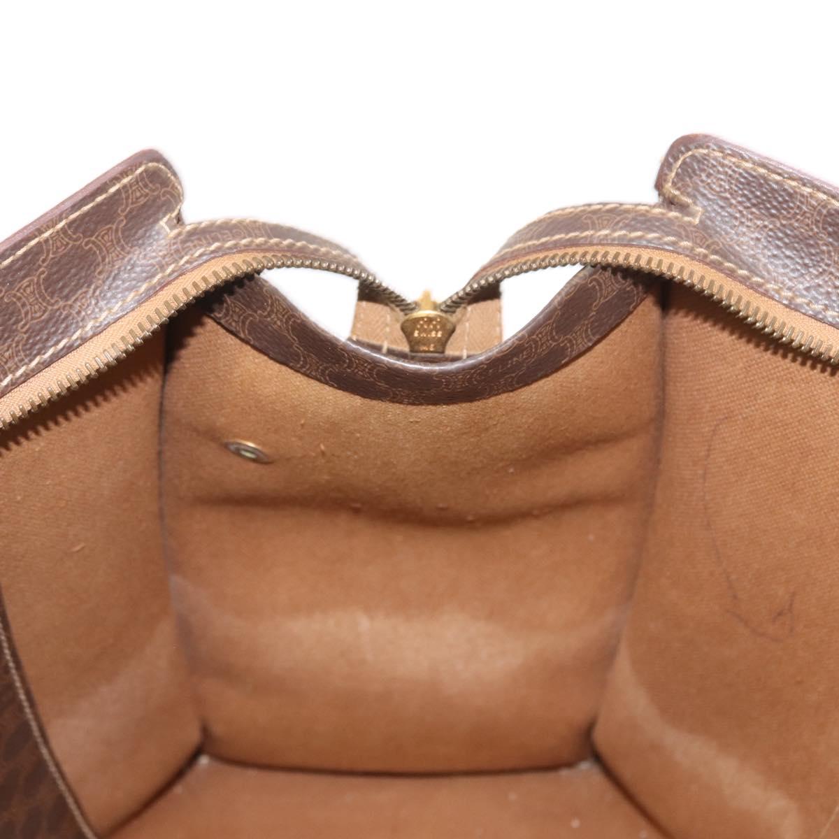 CELINE Macadam Canvas Tote Bag PVC Leather Brown Gold Auth ep12781