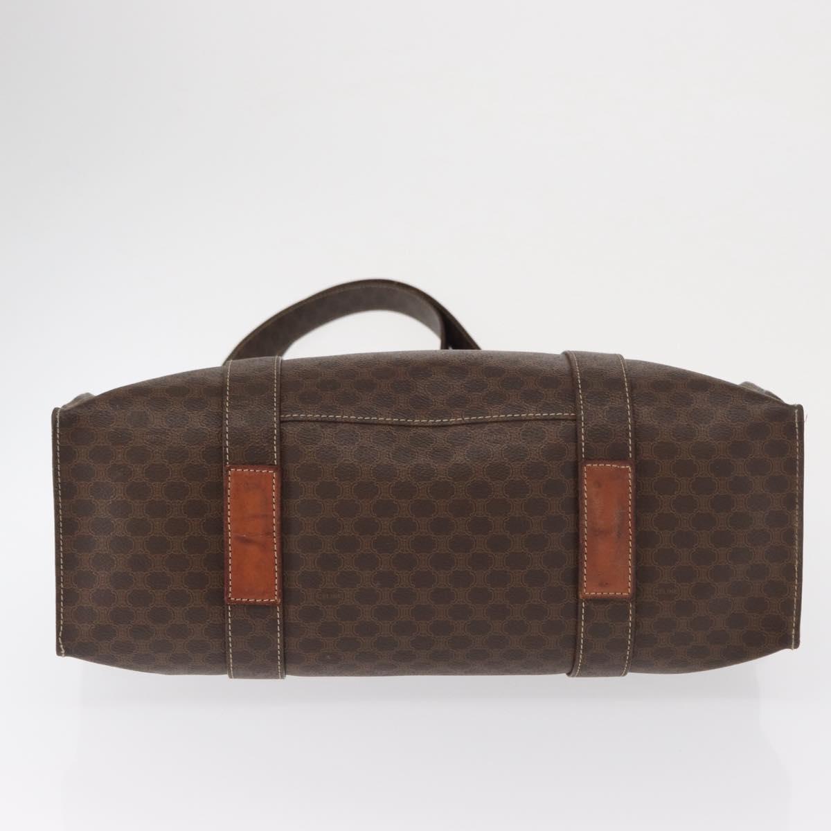 CELINE Macadam Canvas Tote Bag PVC Leather Brown Gold Auth ep12781