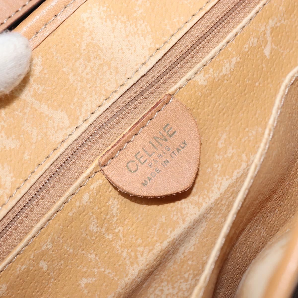 CELINE Macadam Canvas Shoulder Bag PVC Leather Brown Gold Auth ep12783