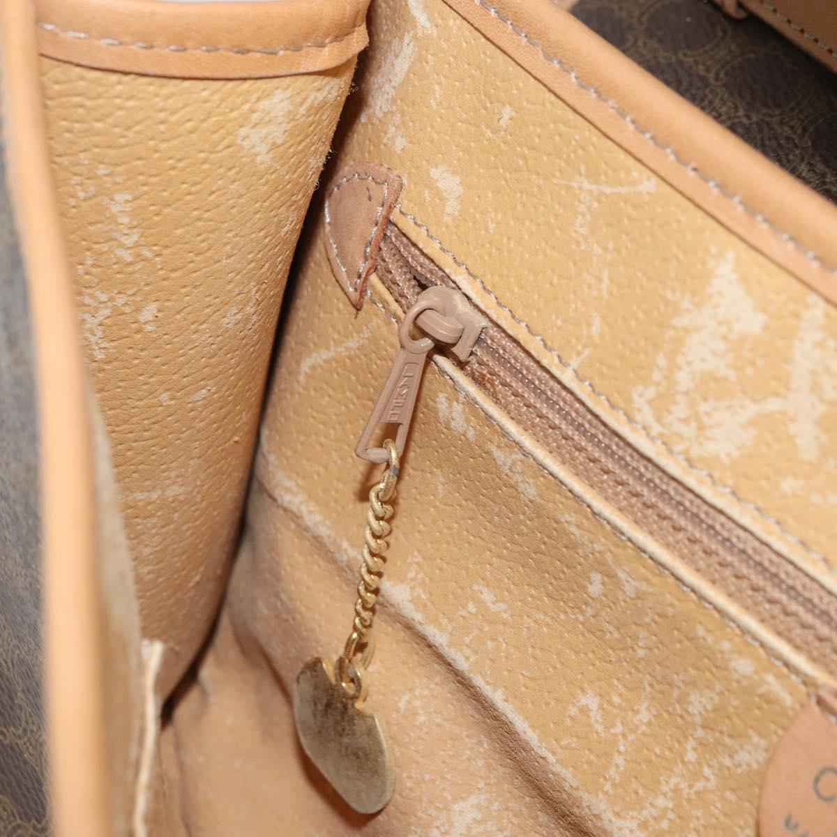 CELINE Macadam Canvas Shoulder Bag PVC Leather Brown Gold Auth ep12783