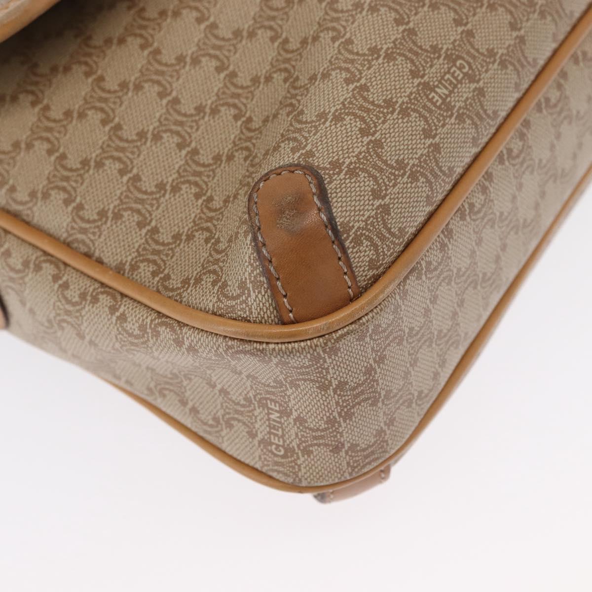 CELINE Macadam Canvas Shoulder Bag PVC Beige Gold Auth ep12785