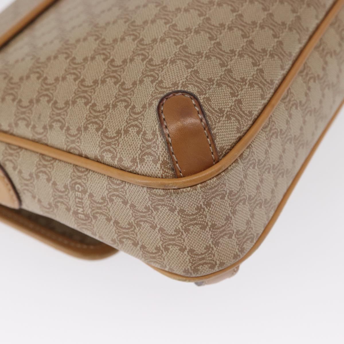 CELINE Macadam Canvas Shoulder Bag PVC Beige Gold Auth ep12785