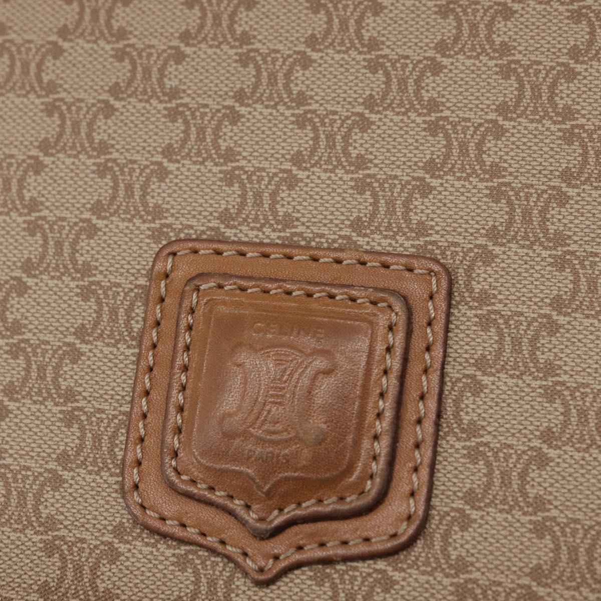 CELINE Macadam Canvas Shoulder Bag PVC Beige Gold Auth ep12785