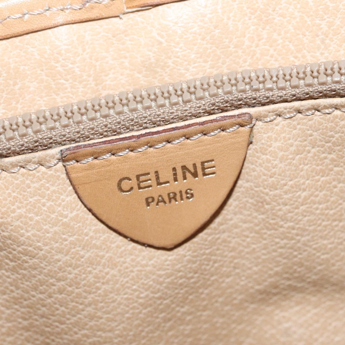 CELINE Macadam Canvas Shoulder Bag PVC Beige Gold Auth ep12785