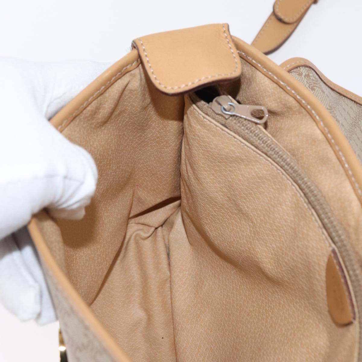 CELINE Macadam Canvas Shoulder Bag PVC Beige Gold Auth ep12785