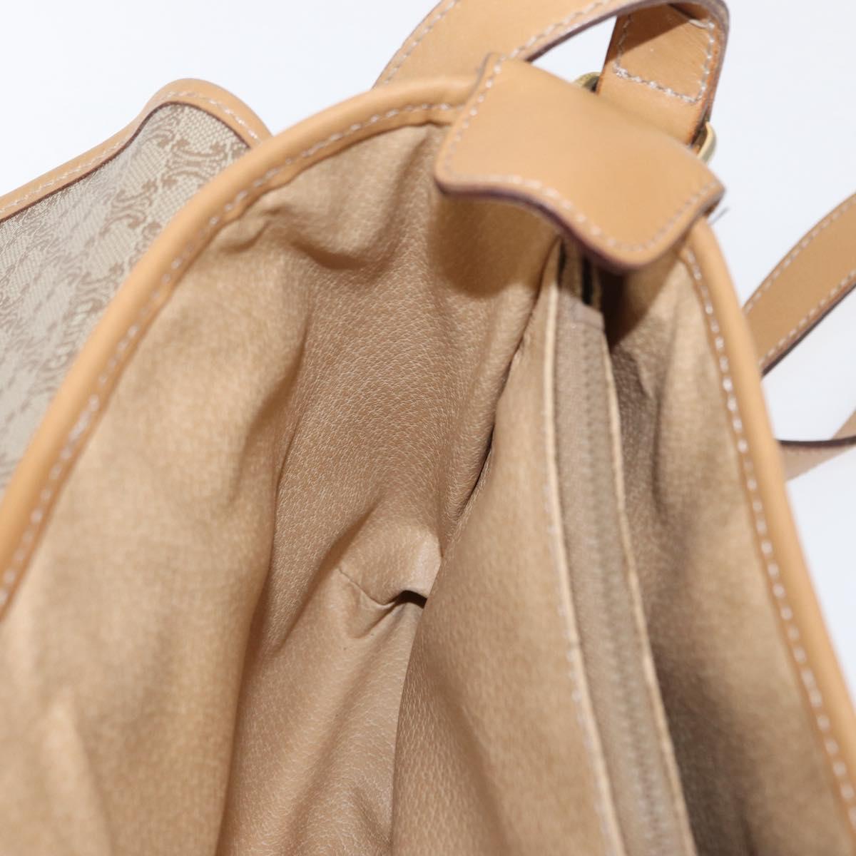 CELINE Macadam Canvas Shoulder Bag PVC Beige Gold Auth ep12785