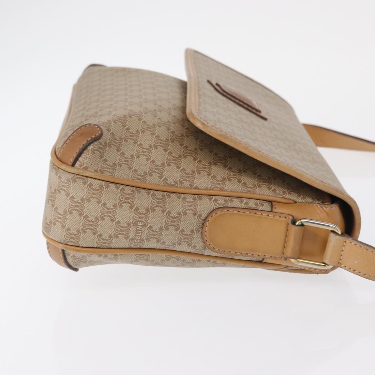 CELINE Macadam Canvas Shoulder Bag PVC Beige Gold Auth ep12785