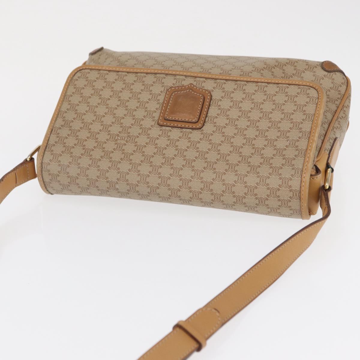CELINE Macadam Canvas Shoulder Bag PVC Beige Gold Auth ep12785