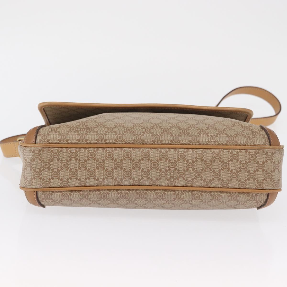 CELINE Macadam Canvas Shoulder Bag PVC Beige Gold Auth ep12785